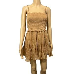 Storia Spaghetti Strap Hidden Shorts Golden Stars Dress Size L